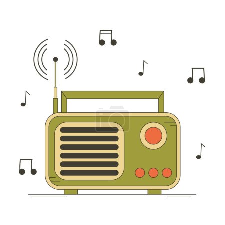 Ilustración de Radio vintage. Ilustración vectorial de radio retro. Día Mundial de la Radio. - Imagen libre de derechos
