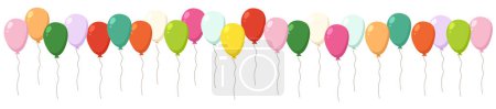 Téléchargez les illustrations : Des ballons festifs s'envolent. Illustration vectorielle graphique plate sur fond blanc - en licence libre de droit