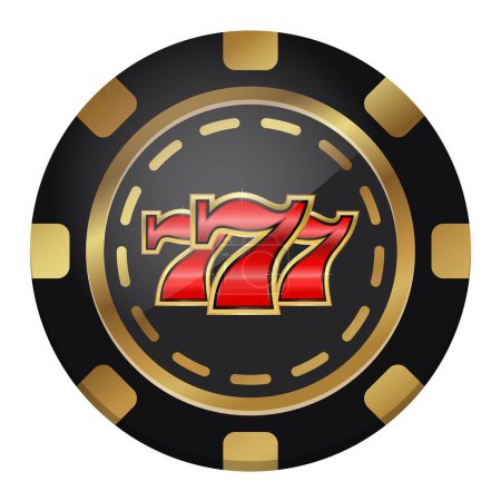 Puce de casino vectorielle avec combinaison gagnante 777. 