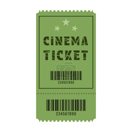 Illustration for Vector retro cinema ticket with barcode - Royalty Free Image