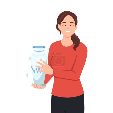 Illustration for Ancient greece culture, isolated female characters holding ceramic amphora in hands. Woman with vase, historical exhibition or gallery. Flat vector illustration isolated on white background - Royalty Free Image