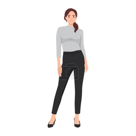 Illustration for Beautiful young women in fashion clothes. Detailed female characters with accessories. Flat vector illustration isolated on white background - Royalty Free Image