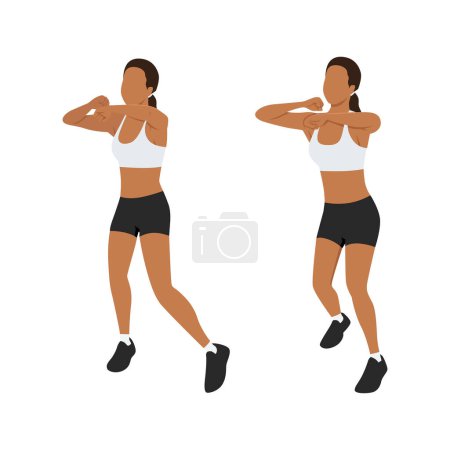Illustration for Female athlete training with a small punching bag in a boxing gym. Female boxer working out in a fitness gym. - Royalty Free Image
