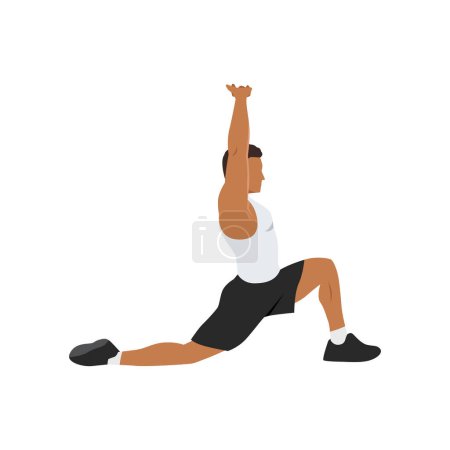 Illustration for Man doing Samson stretch exercise. Flat vector illustration isolated on white background - Royalty Free Image
