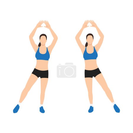 Illustration for Woman doing Modified Jumping jacks exercise. Flat vector illustration isolated on white background - Royalty Free Image