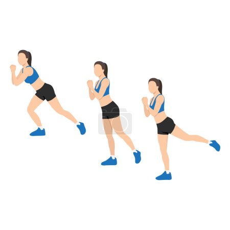 Illustration for Woman doing Single leg squat kickback exercise. Flat vector illustration isolated on white background - Royalty Free Image