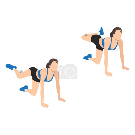 Illustration for Woman doing booty squeeze exercise. Flat vector illustration isolated on white background - Royalty Free Image