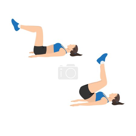 Woman doing exercise. Flat vector illustration isolated on white background