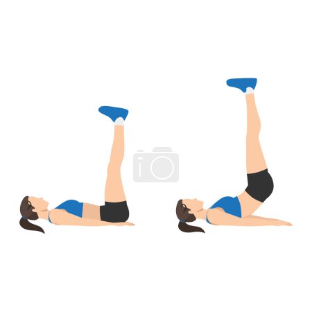 Woman doing Pulse ups exercise. Flat vector illustration isolated on white background