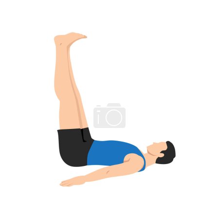 Illustration for Man doing Legs up the Wall pose Viparita karani stretch exercise. Flat vector illustration isolated on white background - Royalty Free Image