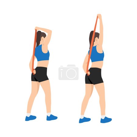 Woman doing french press exercise. Flat vector illustration isolated on white background