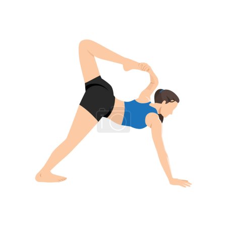 Illustration for Woman doing Flip grip backbends exercise. Flat vector illustration isolated on white background - Royalty Free Image