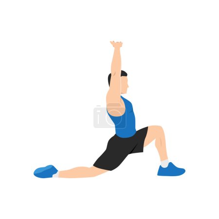 Illustration for Man doing Samson stretch exercise. Flat vector illustration isolated on white background - Royalty Free Image