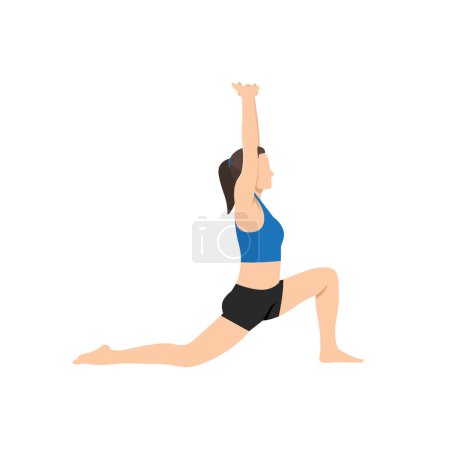 Illustration for Woman doing Samson stretch exercise. Flat vector illustration isolated on white background - Royalty Free Image