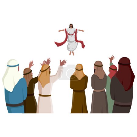 Biblical vector illustration series, The ascension of Jesus