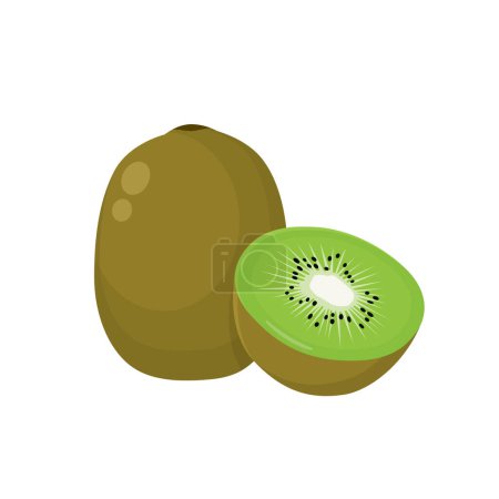 Illustration for Flat vector of Kiwi fruit isolated on white background. Flat illustration graphic icon - Royalty Free Image