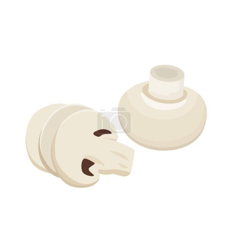 Illustration for Flat vector of White button mushroom isolated on white background. Flat illustration graphic icon - Royalty Free Image