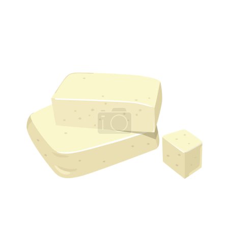 Ilustración de Vector plano de tofu o cuajada de frijol aislado sobre fondo blanco. Icono gráfico de ilustración plana - Imagen libre de derechos