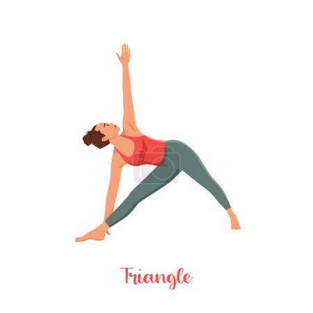 Illustration for Women doing Revolved Triangle Yoga Pose. Parivrtta Trikonasana. Flat vector illustration isolated on white background - Royalty Free Image