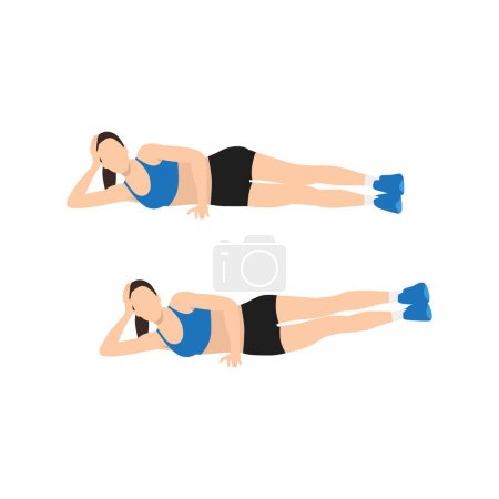 Illustration for Oman doing Side leg lifts exercise. Flat vector illustration isolated on white background - Royalty Free Image
