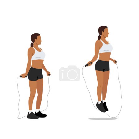 Illustration for Woman doing Jump rope.Skipping cardio exercise. - Royalty Free Image