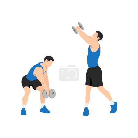 Illustration for Man doing Dumbbell Woodchop exercise. Flat vector illustration isolated on white background - Royalty Free Image