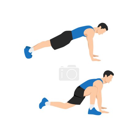 Illustration for Man doing Groiners exercise. Flat vector illustration isolated on white background - Royalty Free Image