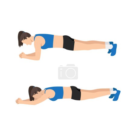 Illustration for Woman doing Slider body saw exercise. Flat vector illustration isolated on white background - Royalty Free Image