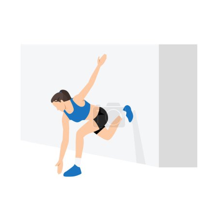 Woman doing Runner lunge exercise. Flat vector illustration isolated on white background