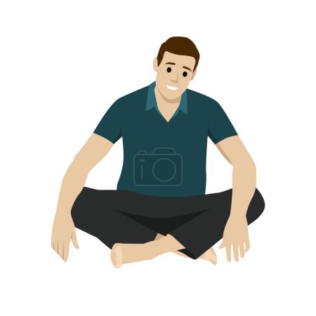 Téléchargez les illustrations : Homme assis sur un sol avec illustration plate de style bretzel - en licence libre de droit