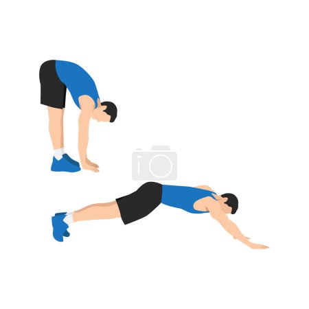 Illustration for Man doing Inchworms walkouts exercise. Flat vector illustration isolated on white background - Royalty Free Image