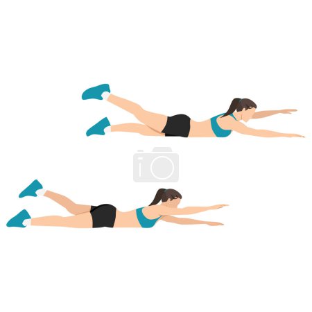 Illustration for Woman doing alternating plank exercise flat vector illustration isolated on white background - Royalty Free Image