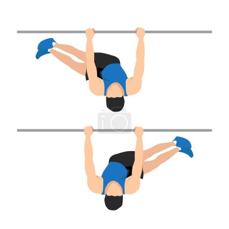 Ilustración de Hombre haciendo ejercicios de limpiaparabrisas con barra. Ilustración vectorial plana aislada sobre fondo blanco - Imagen libre de derechos