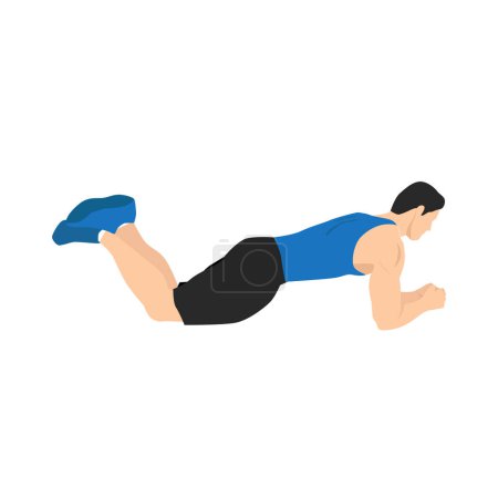 Illustration for Knee plank exercise. Flat vector illustration isolated on white background. Layered vector. Workout character - Royalty Free Image