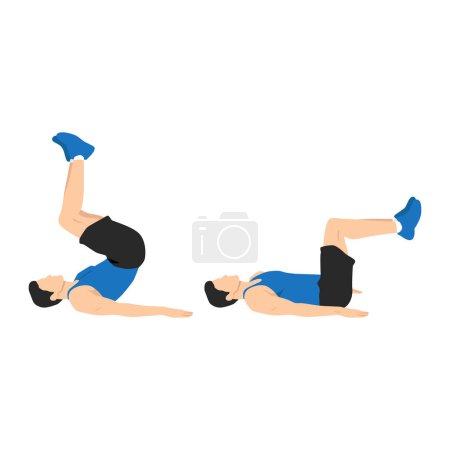 Illustration for Reverse crunch exercise. Flat vector illustration isolated on white background. Layered vector. abs workout - Royalty Free Image