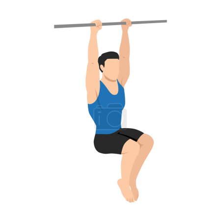 Illustration for Man dong the tuck L hang exercise. Flat vector illustration isolated on white background - Royalty Free Image
