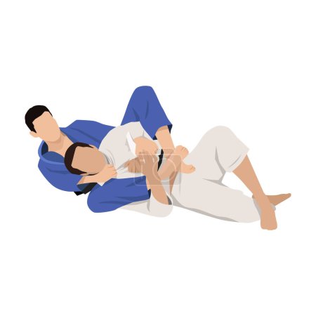 Ilustración de Dos atletas brasileños Jiu Jitsu luchando contra el estrangulamiento. - Imagen libre de derechos