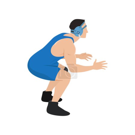 Illustration for Professional Wrestler Pose stance. Flat vector illustration isolated on white background - Royalty Free Image
