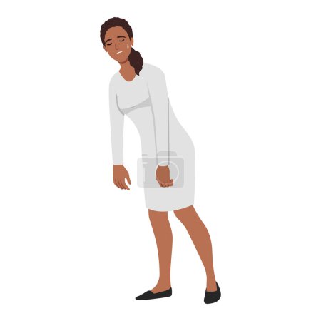 Sleepy Woman Walking at Work. Tired or Haggard Businesswoman. Flat vector illustration isolated on white background