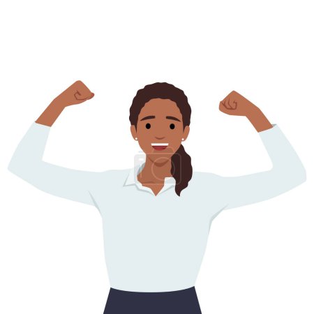 Successful businesswoman gesturing, showing power and leadership. Flat vector illustration isolated on white background