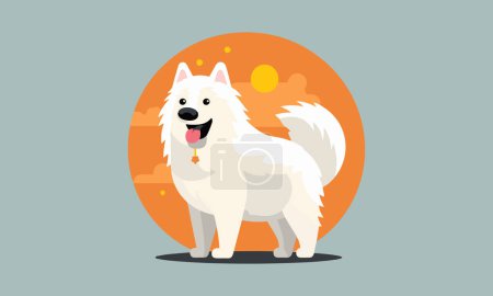 cute dog on a blue background. vector illustration. 
