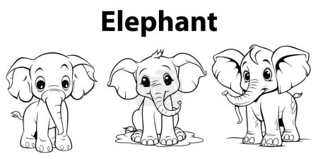 Illustration for Coloring book for kids, elephant with cute cartoon character - Royalty Free Image