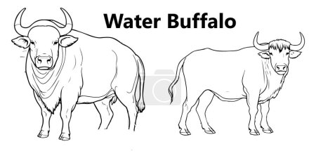 Ilustración de Ilustración de personaje de dibujos animados de búfalo. - Imagen libre de derechos