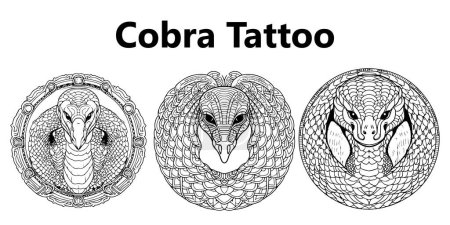 Téléchargez les illustrations : Illustration vectorielle du serpent. conception de tatouage - en licence libre de droit