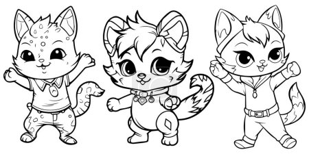 Illustration for Cute cartoon cats with different poses. vector illustration - Royalty Free Image