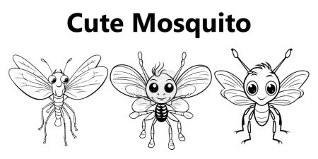 Téléchargez les illustrations : Personnage mignon de moustique de dessin animé. illustration vectorielle - en licence libre de droit