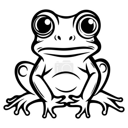 Téléchargez les illustrations : Mignonne grenouille dessin animé sur un fond blanc, illustration vectorielle. - en licence libre de droit