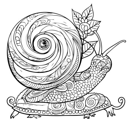 Ilustración de Vector libro para colorear. línea negra ilustración blanca con un caracol lindo - Imagen libre de derechos