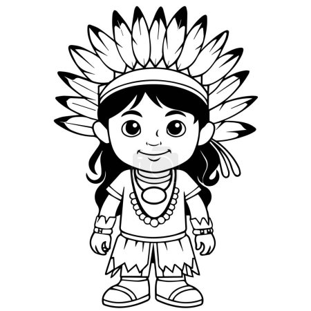 Téléchargez les illustrations : Illustration vectorielle de fille indienne avec costume indien et fille indienne. - en licence libre de droit