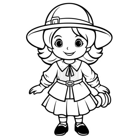 Illustration for Cute little girl in a black and white - Royalty Free Image